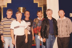 Zaluski, far right, with his team after qualifying for the 1991 world championships.