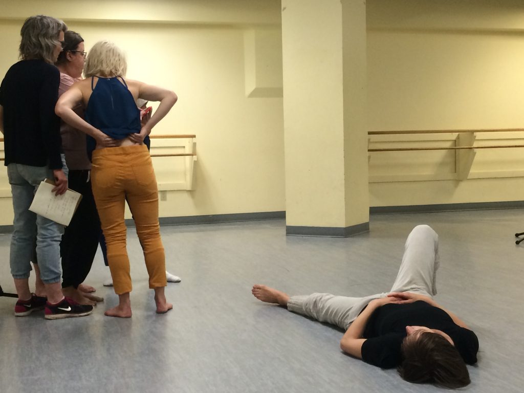 Dancers of Mocean gather to study choreography during rehearsals. Photo: Mikkel Frederiksen