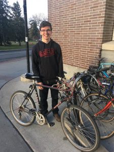 Joey Zurakowski says he uses his bike as a primary mode of transportation to get to work and school.  Source: Brenna Mackay
